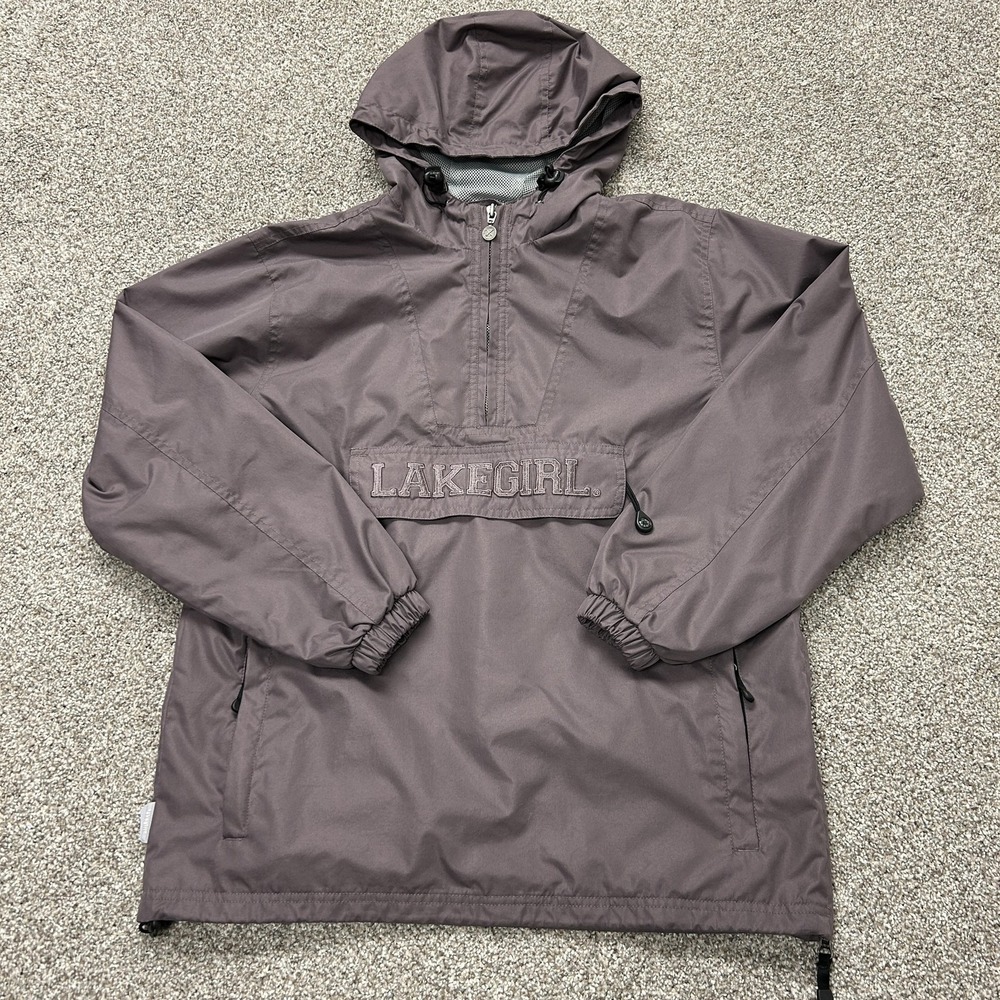 Lakegirl Jacket Womens S Purple Microfiber Anorak Hooded 1/2 Zip Lined Pockets